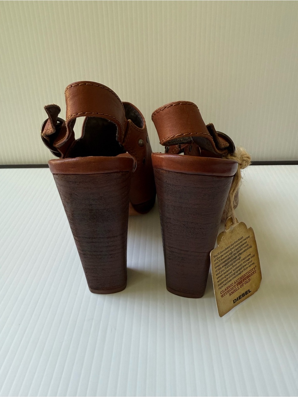 Diesel Brown Leather Peep-Toe Slingback Heels Size 36 US 6 - Picture 4 of 7